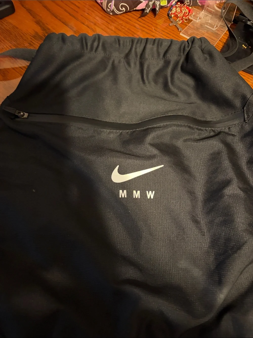 Nike Black MMV Drawstring Backpack with White Swoosh